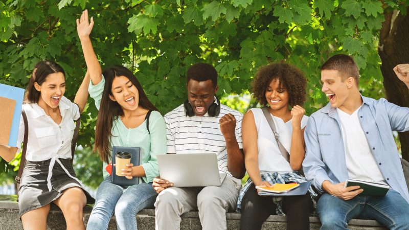 Students Celebrating Test Success